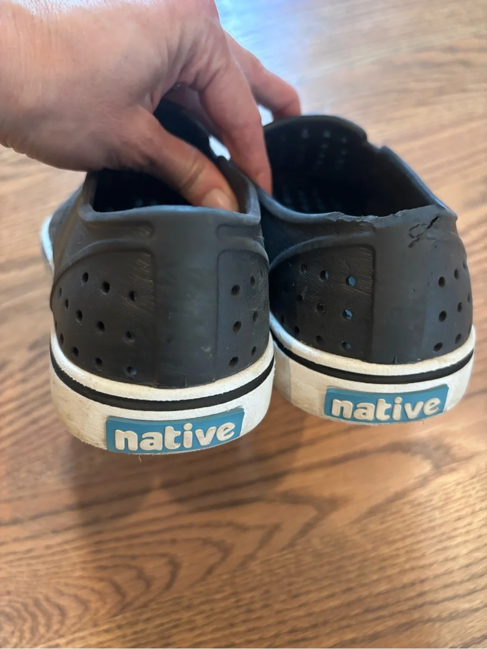 Men's Natives Miles Black Slip-On Perforated Casual Shoes